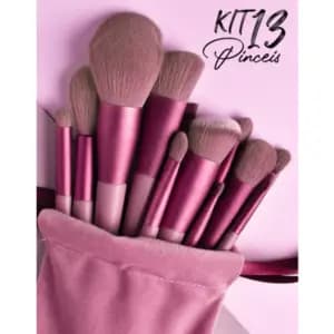 Conjunto 13 Peças Pincéis de Maquiagem com Bolsa de Veludo