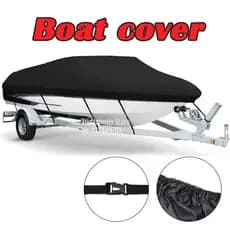 190T Capa De Barco 11-22FT Iate Proteção Ao Ar Livre À Prova Dwaterproof Água Oxford Tecido Anti-Esmagamento De Rasgo Prata Preto Reflexivo