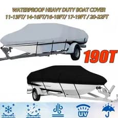 Capa Para Barco E Iate 190T , À Prova D'água , 11-22 Pés , Jumbo Cruiser , Resistente , Marinho De Sol , Proteção UV , De Amarração , Preto Prateado