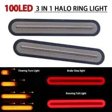 Luz De Freio Para Caminhão De Reboque , 100LED , À Prova D'água , 3 Em 1 , Anel De Halo , Parada , Fluxo , Lâmpada De Seta , 12V , 24V , Carro De Acampamento