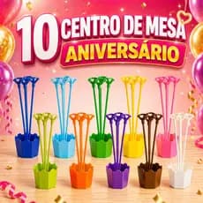 10 Cachepô Centro de mesa festa Cachepot aniversário com Varetas e suporte para balão