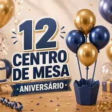 12 Centro de mesa festa Cachepot aniversário com Varetas e suporte para balão