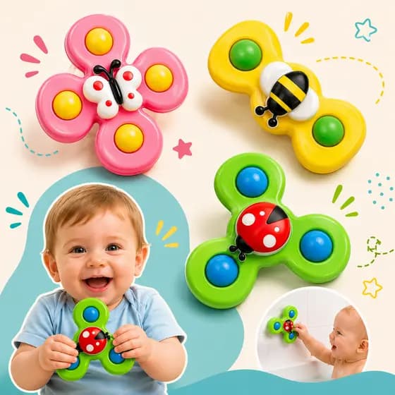 Brinquedo Spinner Abelhinha Sensorial Giratório Infantil Para Bebês Banho Ventosa