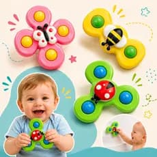 Brinquedo Spinner Abelhinha Sensorial Giratório Infantil Para Bebês Banho Ventosa