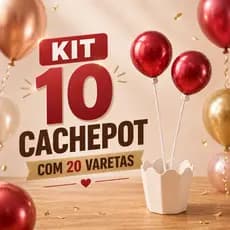 10 UNIDADES CENTRO DE MESA CACHEPÔ FESTA CACHEPOT ANIVERSÁRIO INFANTIL COM 20 VARETAS E 20 SUPORTE PARA BALÃO