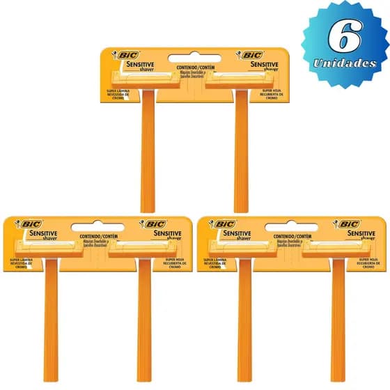 KIT C/3 - 6 UNIDADES APARELHO DE BARBEAR BIC SENSITIVE SHAVER