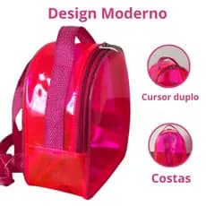 Mochila Transparente Plástico Piscina Praia Passeio Trabalho Neon