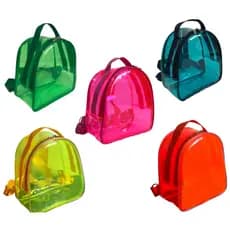 Kit 4 Mochilinhas Transparente Neon Festa Lembrancinha