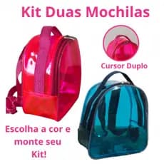 Kit 2 Mochila Transparente Plástico Neon Piscina Praia Trabalho Passeio