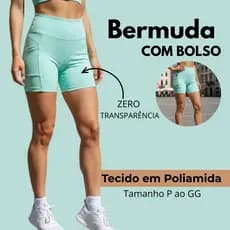 Bermuda Fitness Com Bolso Lateral Academia em Poliamida