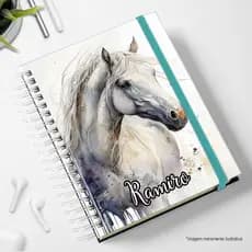 agenda 2026 cavalo branco cavalos datado com horarios caderno com elastico e nome planner