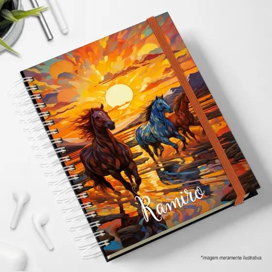 agenda cavalos selvagens datada 2026 cavalo caderno personalizado com nome planner