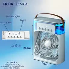 Mini Ar Condicionado Climatizador Umidificador Ventilador Portátil USB Led Quarto Sala Escritório Mesa Reservatório