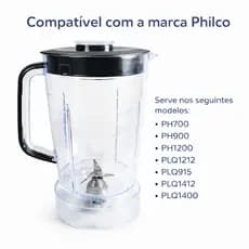 Copo De Liquidificador Para Philco Ph900 / Ph1200 / Plq 1212 Cristal Resistente Preto-Vermelho PPT