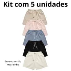Kit com 5 Short Linho Masculino Bermuda Mauricinho Moda Praia Básico curto