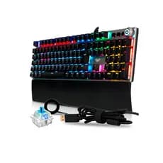 Teclado Gamer Mecânico Usb Metal Blacklight Rgb Aula F2058