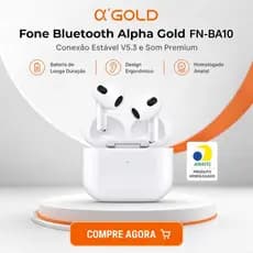 Fone De Ouvido Bluetooth Sem Fio Alpha Gold FN-BA10 Anatel