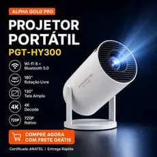 Projetor Portatil Mini Alpha Gold Pro PGT-HY300 Anatel Smart Wi-Fi