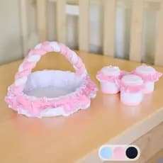 Kit Acessórios para Bebê Cesta + Jogo de Potes Menino Menina Trança Sensação 04 Peças
