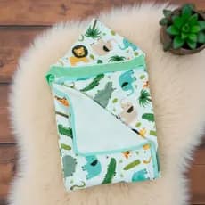 Toalha de Banho SAFARI VERDE para Bebê Infantil com Capuz Forrada