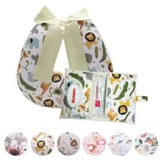 Kit Almofada Amamentação Pompom + Porta Fralda Lenço Menino e Menina 02 Peças