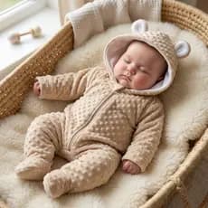 Macacão Bebê Pipoquinha Bolha Peludinho Soft Com Zíper Capuz De Inverno Quente