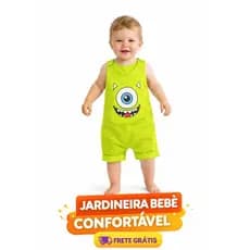 jardineira bebe monstrinho s.a roupa infantil, tamanho unico 3-6 meses confortavel algodao body bebe fantasia bebe