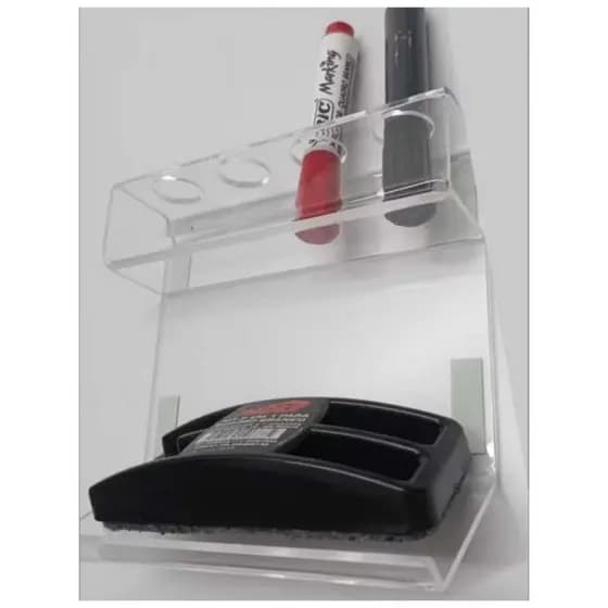 Suporte de Acrílico para Quadro Branco – Porta Canetas e Apagador de Parede