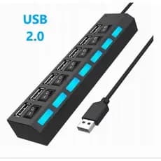 Hub USB 2.0 com 7 ou 4 Portas e Botão Liga/Desliga – Divisor USB para PC e Notebook
