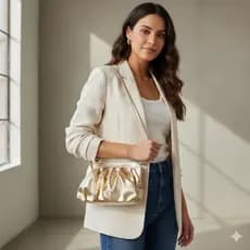 Bolsa Feminina Pequena Prata  Dourada Alça de Ombro Tiracolo Festa Casual
