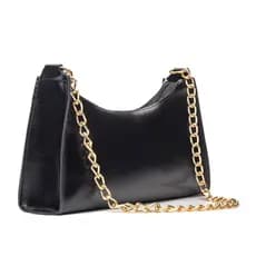 BOLSA FEMININA BAGUETES METALIZADA LISA PEQUENA CORRENTE DE OMBRO E DE MÃO  MEIA LUA CASUAL MODA!