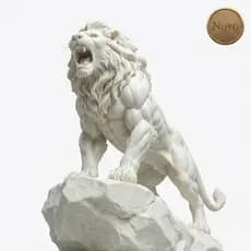 Escultura Leão Decorativa Branco Luxo Sala Escritório Estante Presente Elegante Casa Premium Arte!