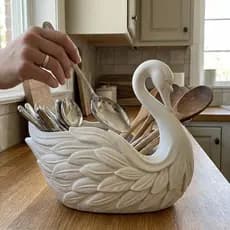 Suporte de Colher Cisne Decorativo para Cozinha Porta Utensílios Organizador Elegante Presente Louça