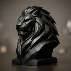 Escultura Busto de Leão Decorativo Luxo para Sala Escritório Mesa Estante e Presente Especial