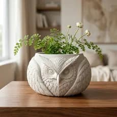 Vaso Coruja Preto Decorativo para Suculenta Plantas Pequenas Decoração Moderna para Sala Escritório