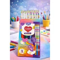 Lápis de Cor Ursinhos Carinhosos Lyke Kids 12 Cores + 3 Grátis Infantil Escolar