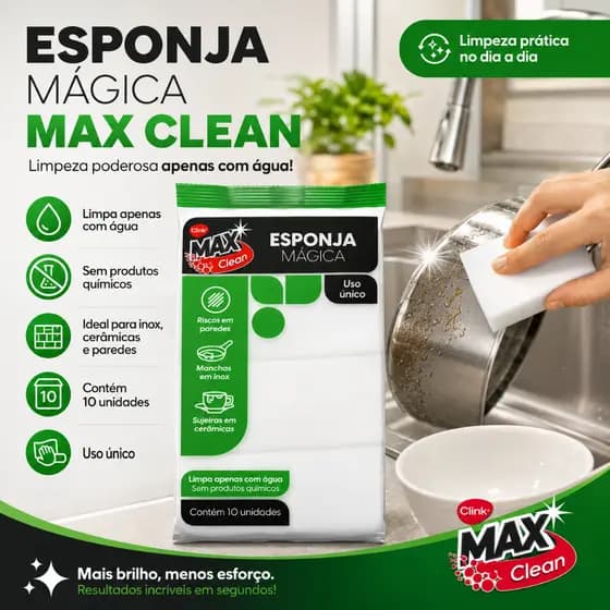 Kit Esponja Mágica Max Clean 10/20/50 Unidades Limpa Só Com Água Multiuso