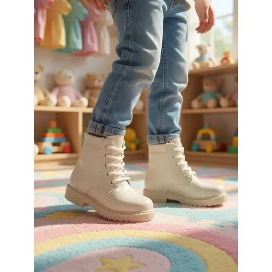Bota Feminina Infantil Coturno Leve Confortável Tratorada Macio Tendencia Inverno Moda Blogueira