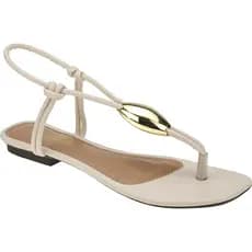 Sandália Feminina Rasteira Chinelo Calce Facil Confortável  Enfeite Dourado Moda Casual Social Verão