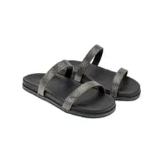 Sandalia Feminina Papete Rasteira Chinelo Birken Plana Confortável Brilho Strass Tendência Social