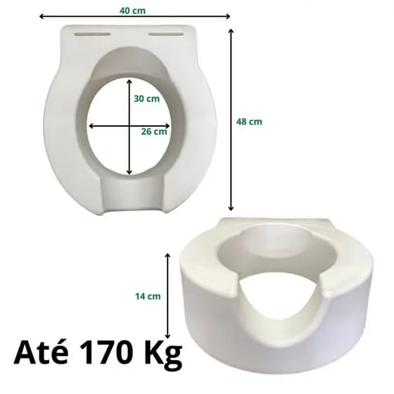 Assento De Vaso Elevado 14 cm P/idosos Deficientes Alo