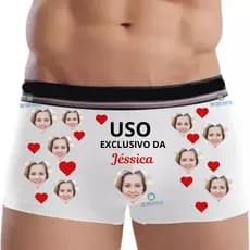 Cueca Box Personalizada Presente Dia dos Namorados com Sua Foto e Nome