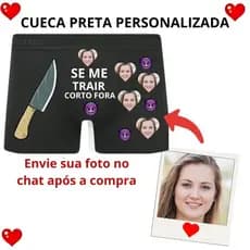 Cueca Preta Box Personalizada Presente Dia dos Namorados com Foto Se Me Trair Corto Fora