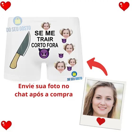 Cueca Box Personalizada Presente Dia dos Namorados com Foto Se Me Trair Corto Fora