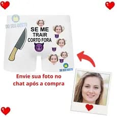 Cueca Box Personalizada Presente Dia dos Namorados com Foto Se Me Trair Corto Fora