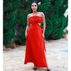 Vestido Desejo Carmin: Fenda | Cut-Out | Halter