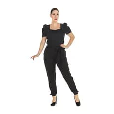Conjunto Feminino Scrub Manga Curta Bufante Princesa Preto Casual Uniforme Secretária Consultório Clínica Estetiscista