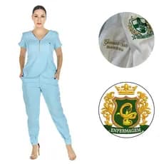 Conjunto Scrub Transpassada BORDADO Personalizado Elegante Profissional Varias Cores Tamanhos