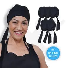 Kit Com 5 Touca Bandana Uniforme Chef Oxford Cozinha Unissex Restaurante Padaria Lanchonete
