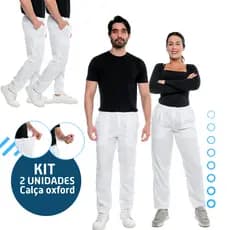 Kit Com 2 Calças Uniforme Trabalho Cozinha Padaria Restaurante Oficina Obras Soldador